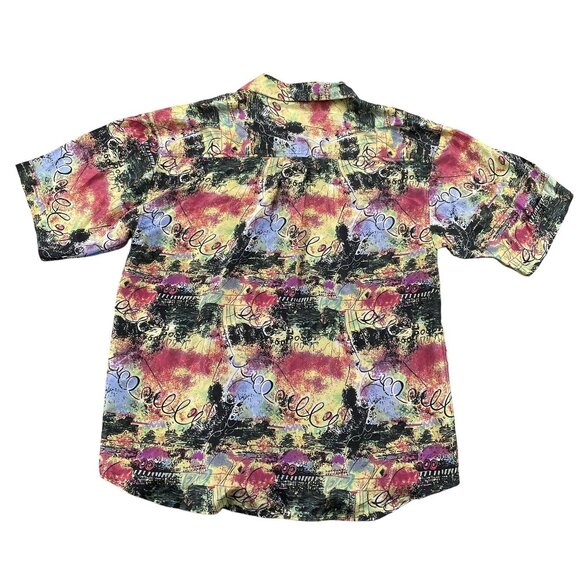 Summa Silk Shirt Mens Large Colorful 100% Silk Button Down Party Summer - Picture 2 of 7